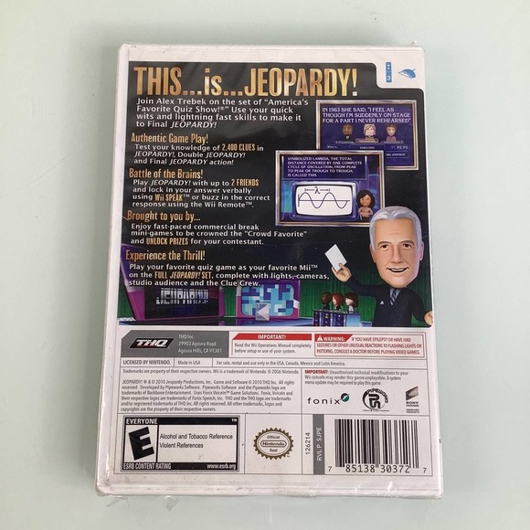 Jeopardy for Nintendo Wii anerica’s favorite quiz show NEW SEALED - Picture 3 of 8